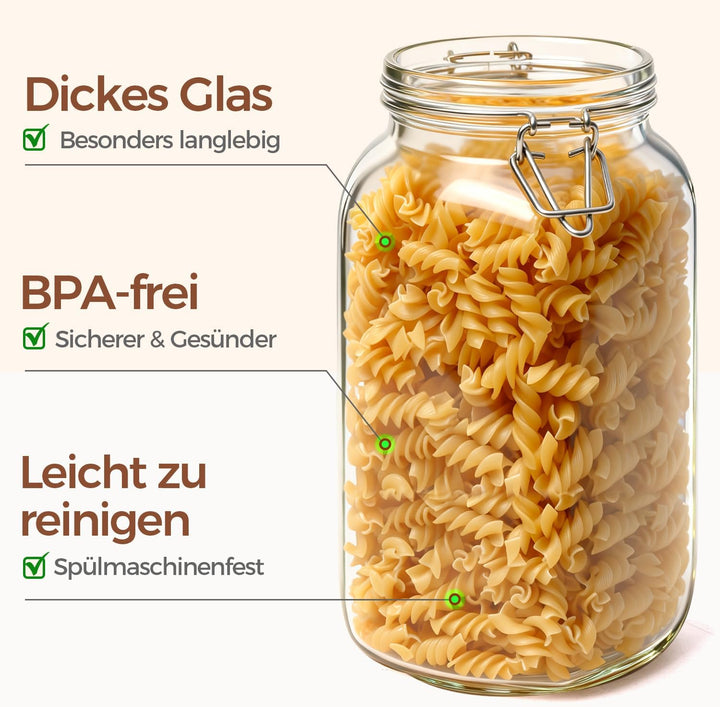 ComSaf Einmachgläser mit Bügelverschluss 2,3 L 3er Set, grosse Vorratsgläser 2300 mL x 3, 2300 mL x