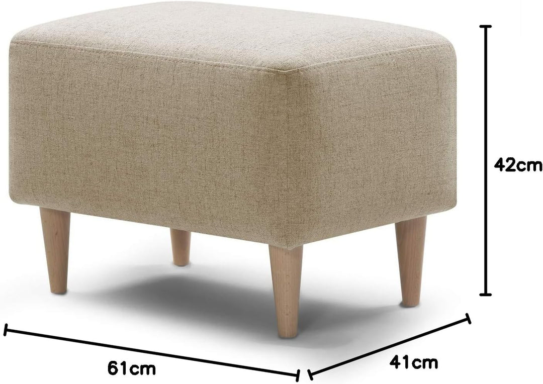Traumnacht bequemer und moderner Fusshocker mit Holzfüssen in Beige, Öko-Tex zertifiziert, produzier