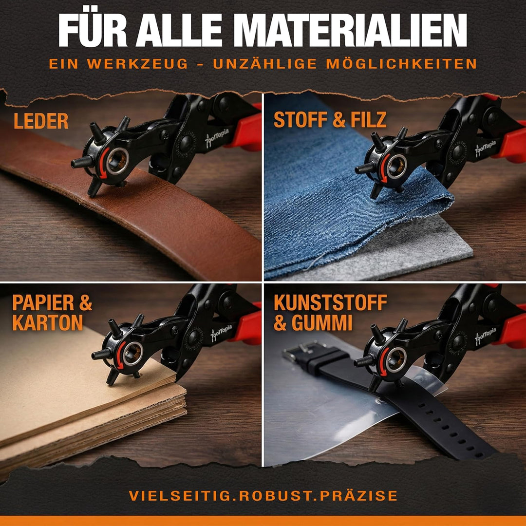Lochzange für Leder [KOMPLETTSET], Locheisen | Lochstanzer als Leder Werkzeug, Papier, Gürtel Locher