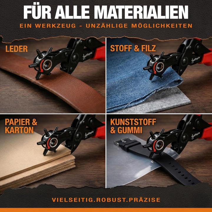 Lochzange für Leder [KOMPLETTSET], Locheisen | Lochstanzer als Leder Werkzeug, Papier, Gürtel Locher