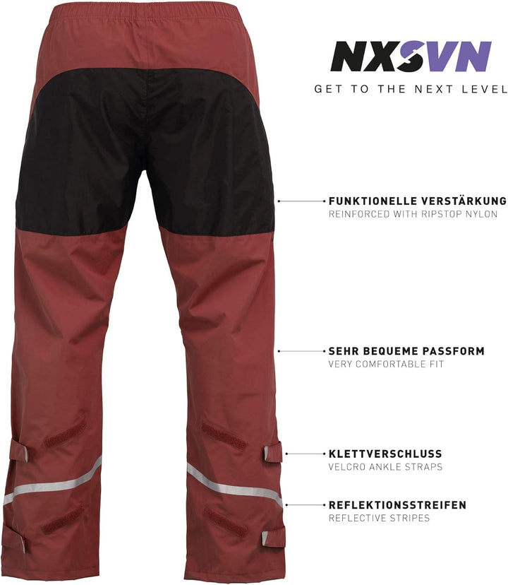 Rubberneck NXSVN Fahrrad Regenhose Atmungsaktiv, Reflektierend mit 3M Reflektoren S Rot, S Rot