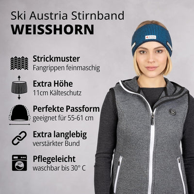 GIESSWEIN Ski Austria Headband Weisshorn - Merino Stirnband Damen Winter gefüttert, Fleece Stirnband