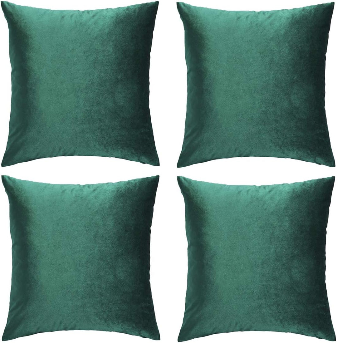 GIGIZAZA Kissenhülle Kissenbezug 50x50 cm Grün Samt Kissenbezüge 4er Pack Dekokissen für Sofa Wohnzi