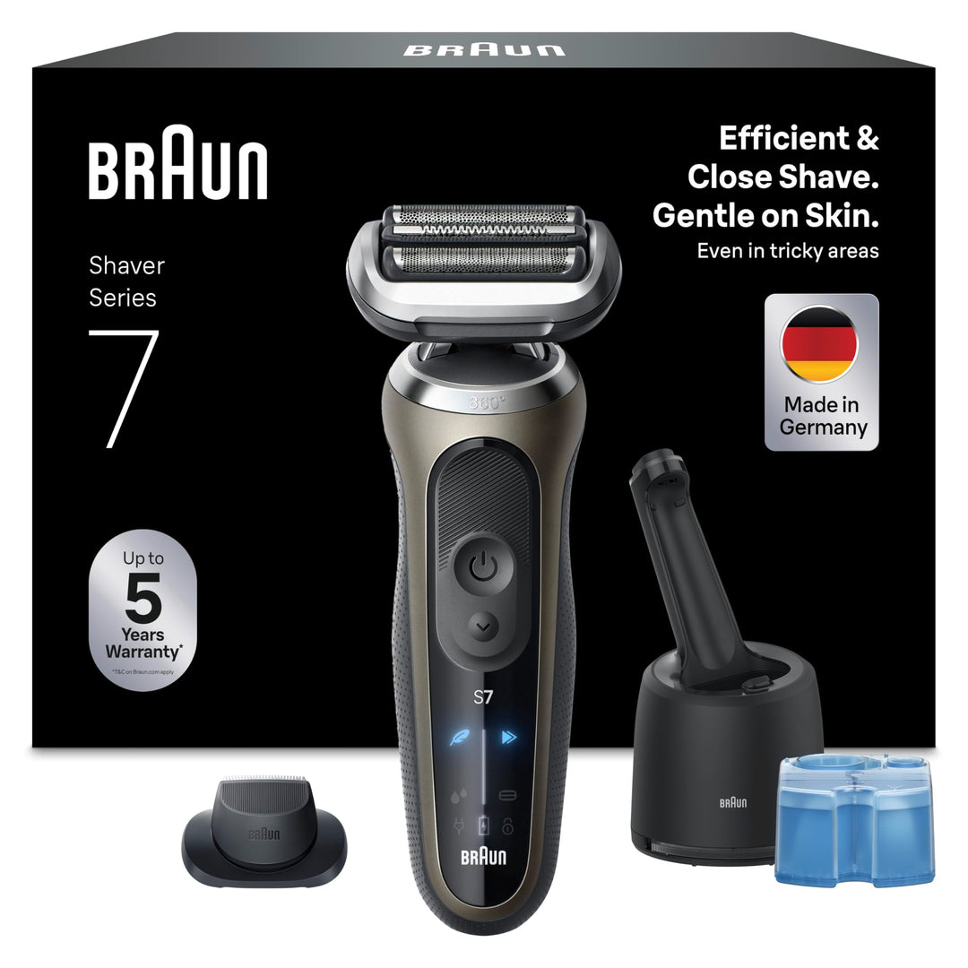 Braun Series 7 Elektrorasierer Herren, Rasierapparat mit 60 Min. Akkulaufzeit, 4in1 SmartCare Reinig