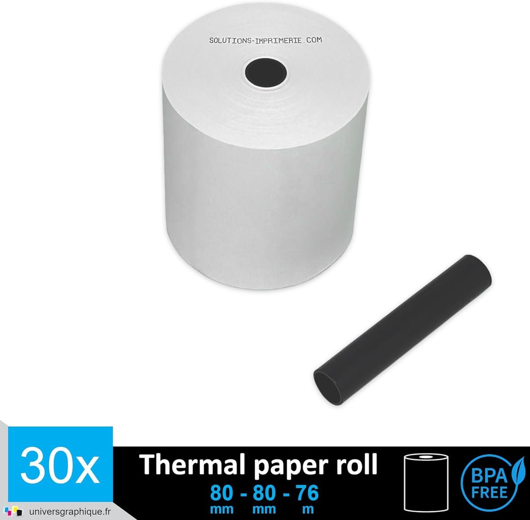 30 EC-Cash Thermorollen 80 x 80 x 12 für EC-Geräte mit Thermodrucker, Thermopapier EC-Cash Bonrolle,