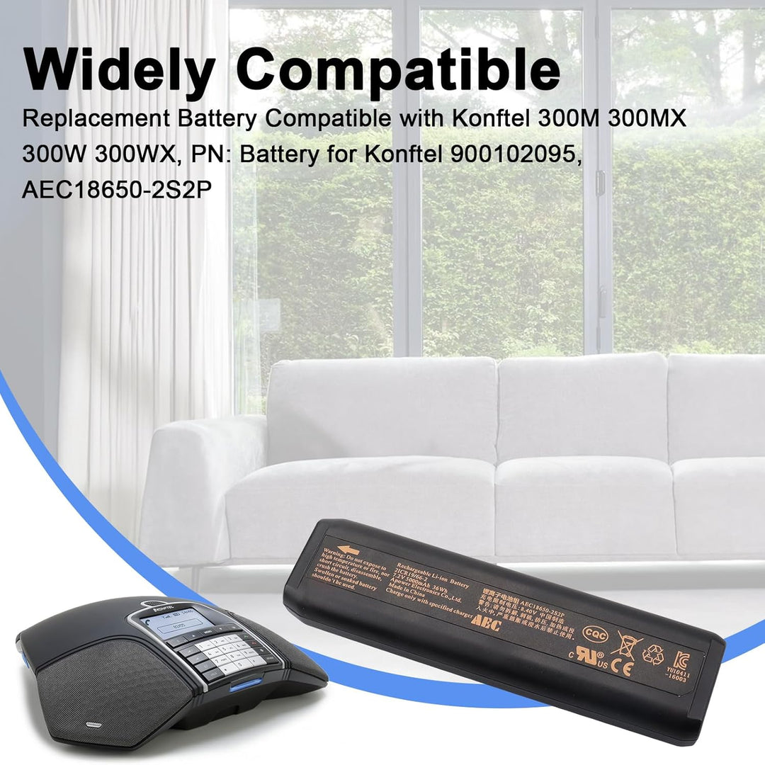 7,2 V 5000 mAh 36 Wh Ersatzakku, kompatibel mit Konftel 300M 300MX 300W 300WX, PN: Akku für Konftel