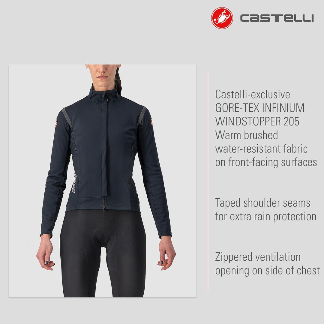 Castelli Women's Perfetto RoS 2 Jacket for Road and Gravel Biking I Cycling, LIGHT BLACK/BLACK