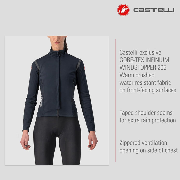 Castelli Women's Perfetto RoS 2 Jacket for Road and Gravel Biking I Cycling, LIGHT BLACK/BLACK