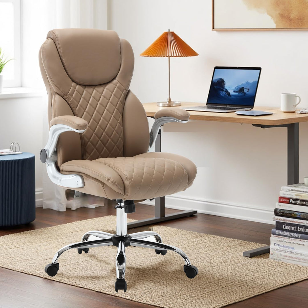 Bosmiller Ergonomischer Bürostuhl mit Einer Tragkraft von 180 kg, hoher Rückenlehne aus PU-Leder, Ve