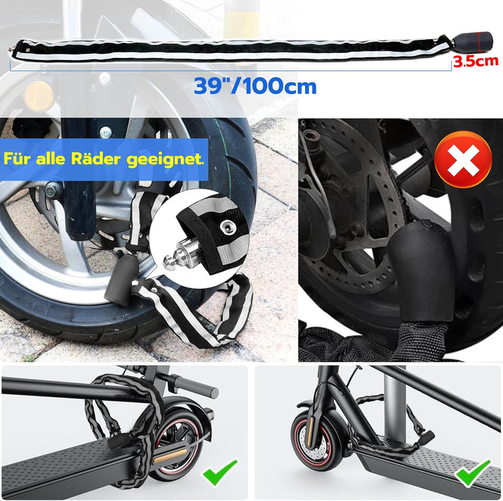 Anweller Fahrradschloss Fingerabdruck, Hohe Sicherheit Anti-Diebstahl Fahrrad Kettenschloss mit APP,
