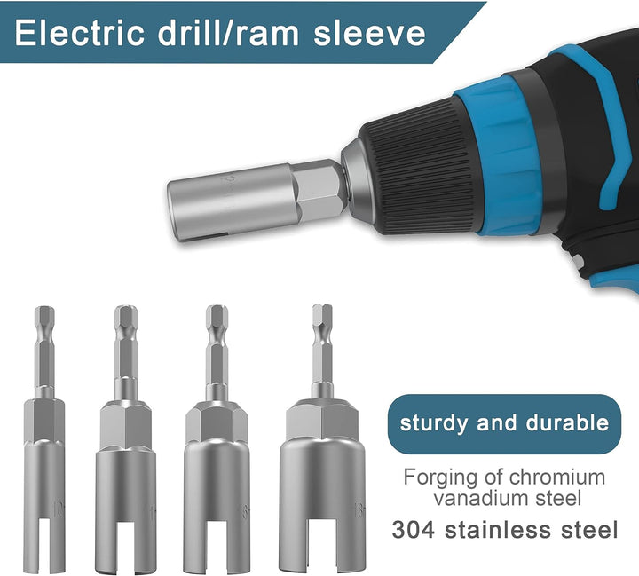 4 Stück (1/4 Zoll) Sechskant-Schaft-Nuss-Treiber-Bit-Steckschlüssel-Set, Schlitz-Flügelmutter-Schrau