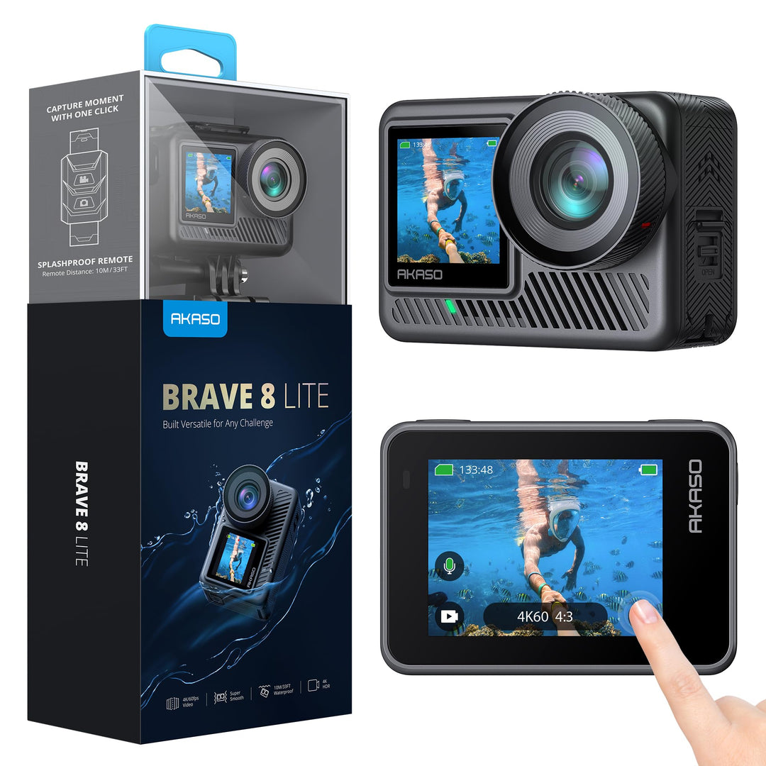 AKASO Action Cam 4K60FPS-Unterwasserkamera 20MP 60M Wasserdicht SuperSmooth Stabilisierung EIS 4.0,W