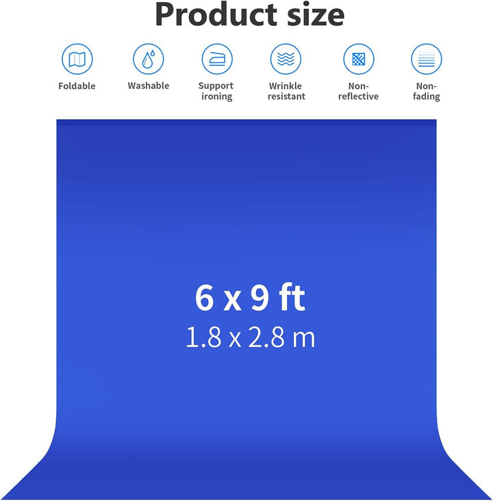 Neewer Fotostudio 100% reines Muslin Faltbare Hintergrund, 1,8 x 2,8 m 6x9' blau, 6x9' blau