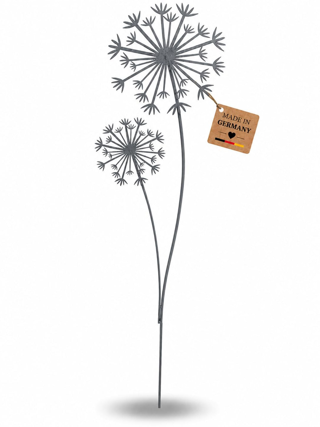 Terma Metall Pusteblume grau XXL 140 cm Höhe Pusteblume Gartenstecker, Gartenfigur gross, Metallfigu