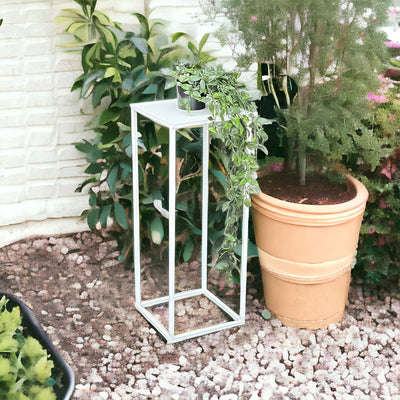 DanDiBo Blumenhocker Metall Weiss Eckig 50 - 70 cm Blumenständer Beistelltisch 96482 Blumensäule Mod