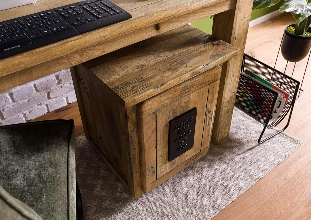 MASSIVMOEBEL24.DE | Railway Rollcontainer 50x50x60 Mango, Farbe:Natur lackiert, Grösse:50x50x60 cm (