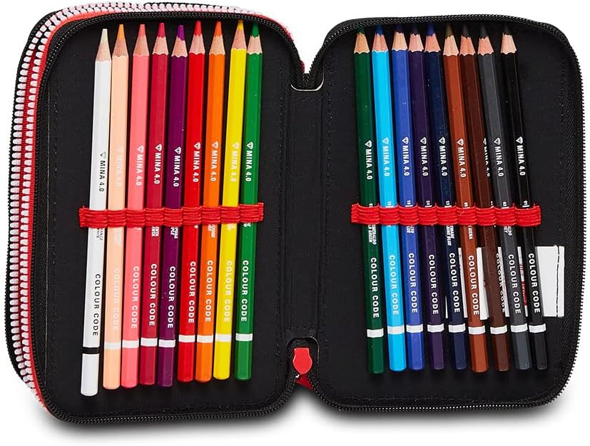 Seven Federmäppchen, Mäppchen, mehrfarbig, Federtasche für Schreibwaren, Etui mit Stiften, Kugelschr