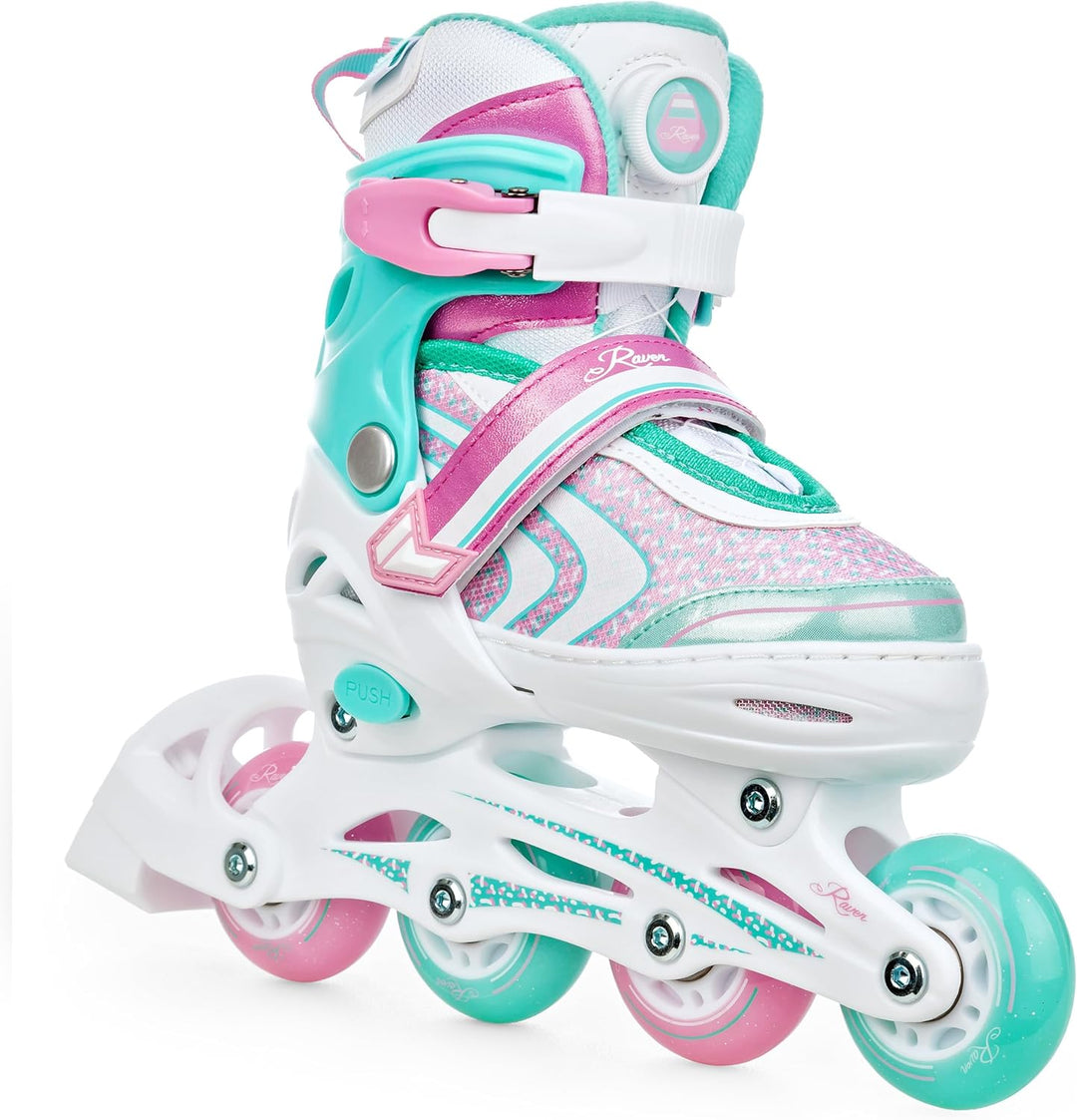 RAVEN 4in1 Inline Skates Triskates Rollschuhe Schlittschuhe Inliner für Kinder Mädchen verstellbar 3