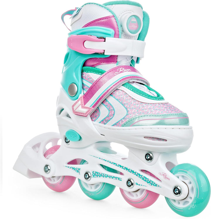 RAVEN 4in1 Inline Skates Triskates Rollschuhe Schlittschuhe Inliner für Kinder Mädchen verstellbar 3
