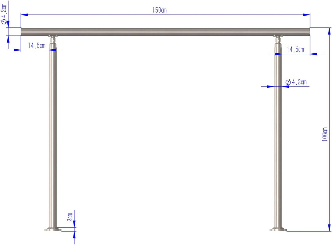 CAVATINY Edelstahl Handlauf Geländer für Treppen Brüstung Balkon mit ohne Querstreben - Innen und Au