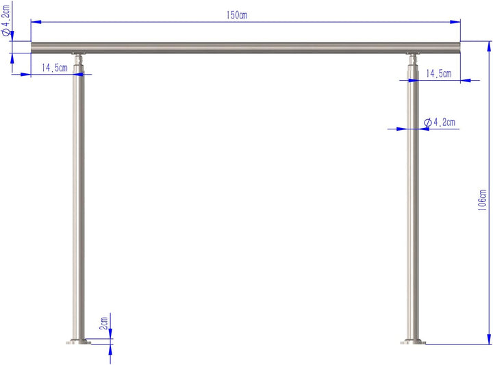 CAVATINY Edelstahl Handlauf Geländer für Treppen Brüstung Balkon mit ohne Querstreben - Innen und Au