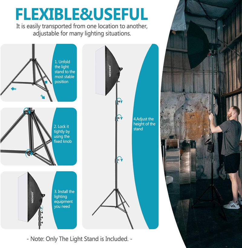 Neewer Heavy Duty Light Stand, Aluminiumlegierung 4m einstellbare Fotografie Stativ mit eingebautem