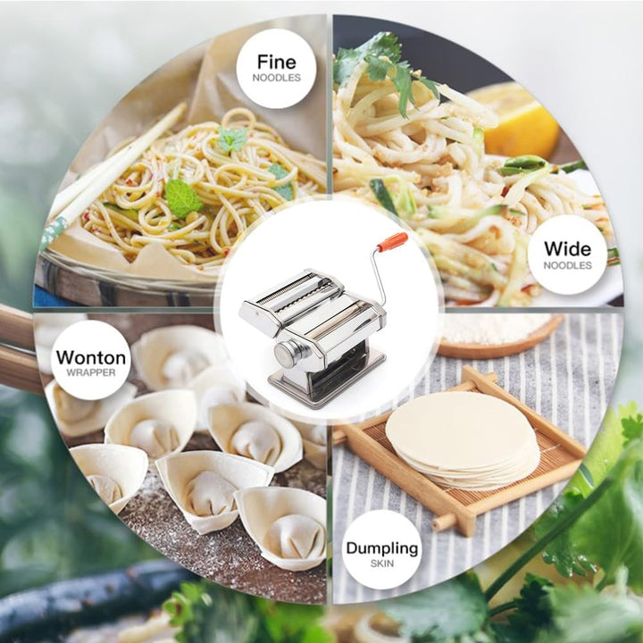 Manuelle Nudelmaschine, Pasta Maker aus Edelstahl, 3 Walzen für Teigzubereitung (Silberspaltmaschine