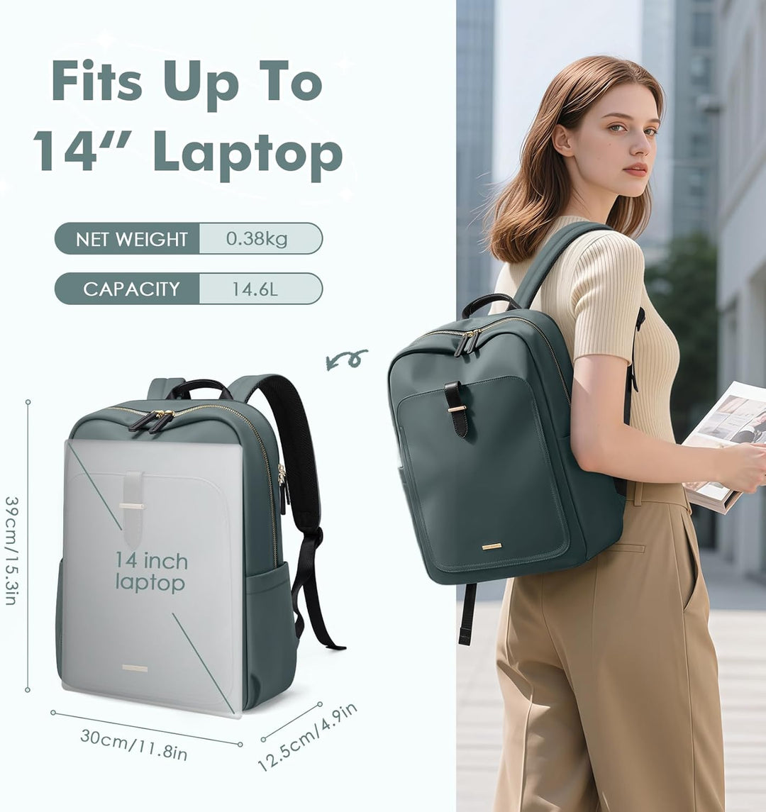 Laptop Rucksack für Damen, Lässiger Backapck für Arbeit und Business, Handtasche, Handgepäck-Reiseru