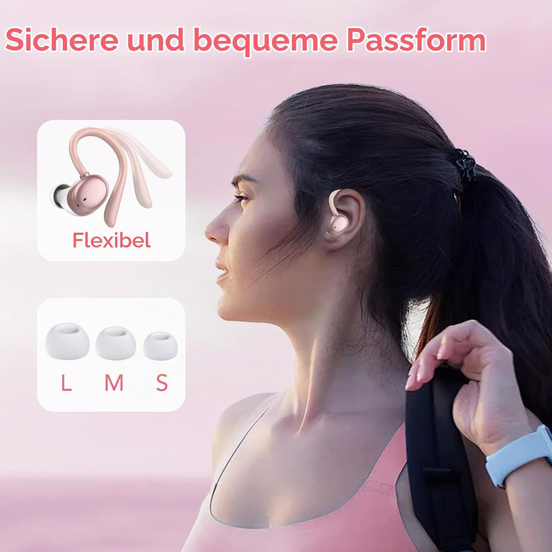 Bluetooth Kopfhörer Sport, Kopfhörer Kabellos Bluetooth 5.3 mit HD Mic, In Ear Kopfhörer mit 4 ENC K