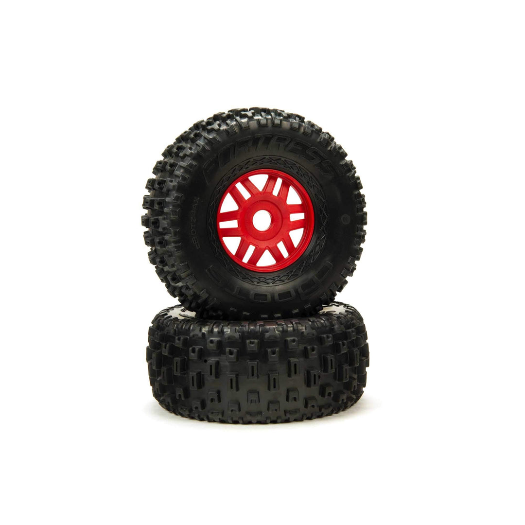 1/8 DBoots Fortress Vorder/Hinten 2.4/3.3 vormontierte Reifen, 17mm Hex, Rot (2)
