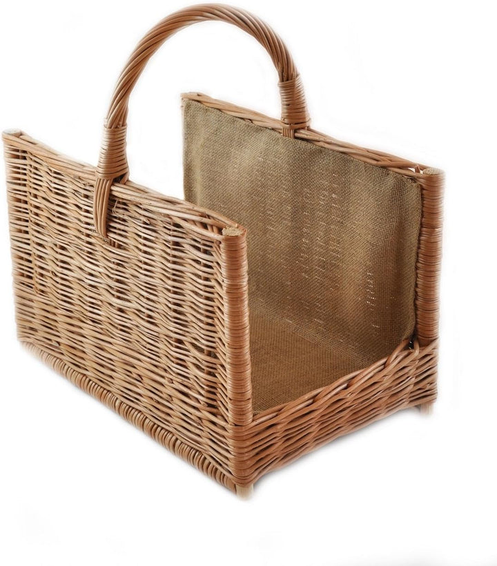 MyBer® Kaminholzkorb Rattankorb Weidenkorb Korb Tragekorb für Holz verstärkt braun K6-205_G-J