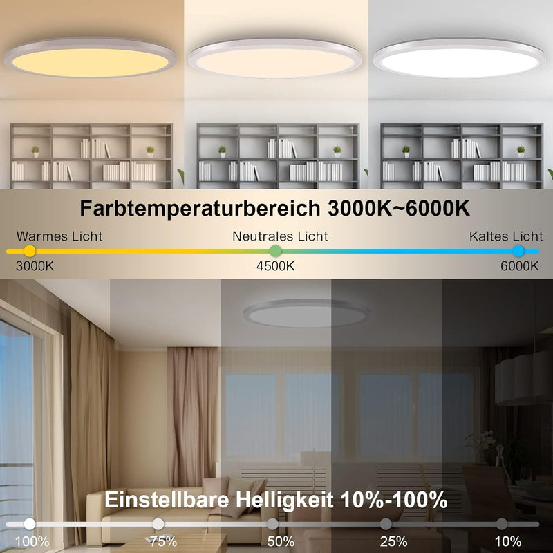 MILFECH 24W LED Deckenleuchte Dimmbar mit Fernbedienung, Deckenlampe RGB Farbwechsel 3200LM IP54 Run