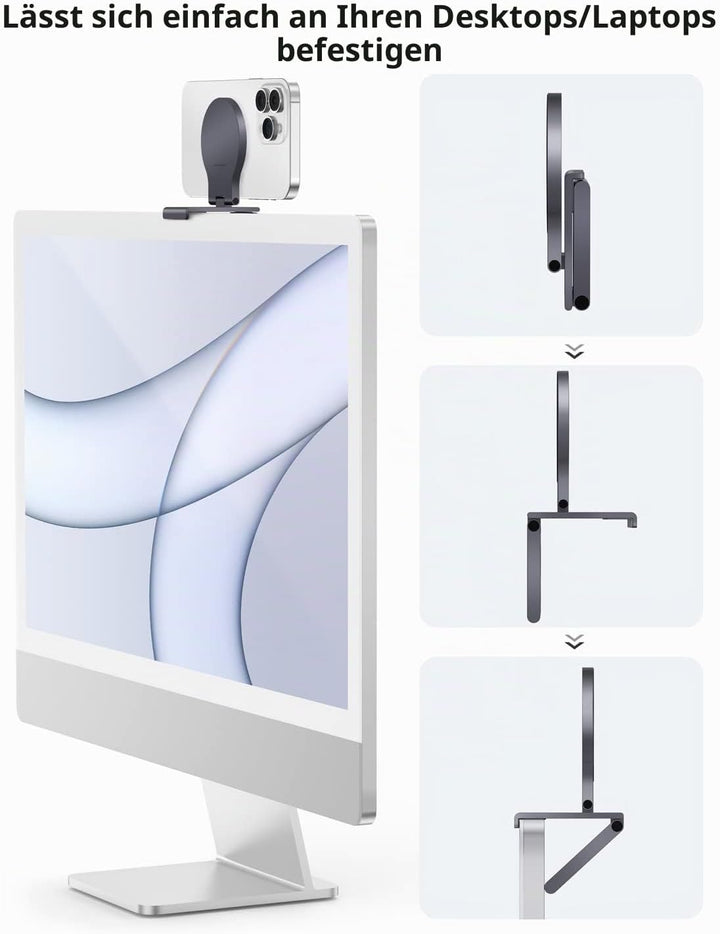Stouchi Continuity Camera Mount für iMac, Desktop Monitor,Einstellbarer Winkel iPhone Monitor Halter