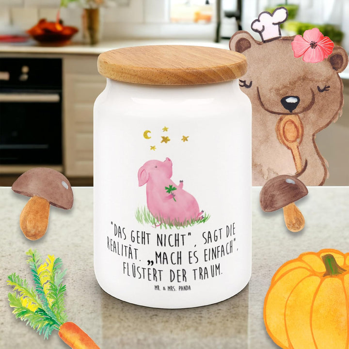 Mr. & Mrs. Panda behälter Schwein Glück - Geschenk, Lustige Sprüche, Glücksbringer, Kaffeedose, Dose