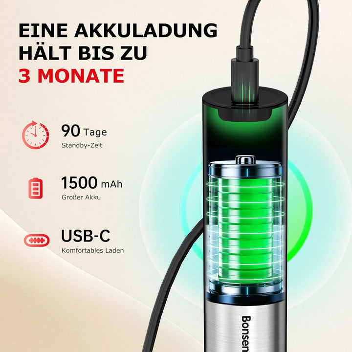 Bonsenkitchen Wiederaufladbarer Handmilchaufschäumer mit Ständer, 3-Geschwindigkeiten elektrischer M