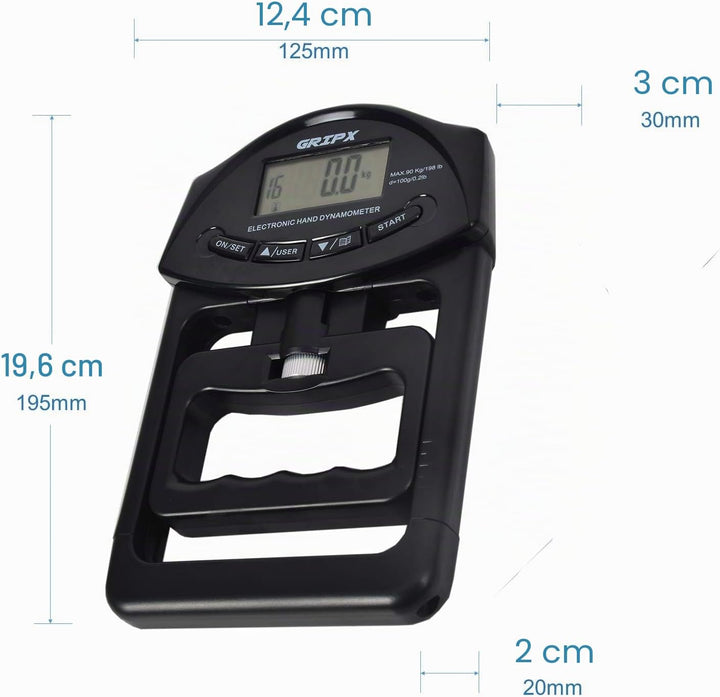 GRIPX Digitaler Handdynamometer Griffstärke-Messgerät Automatische Erfassung der elektronischen Grif