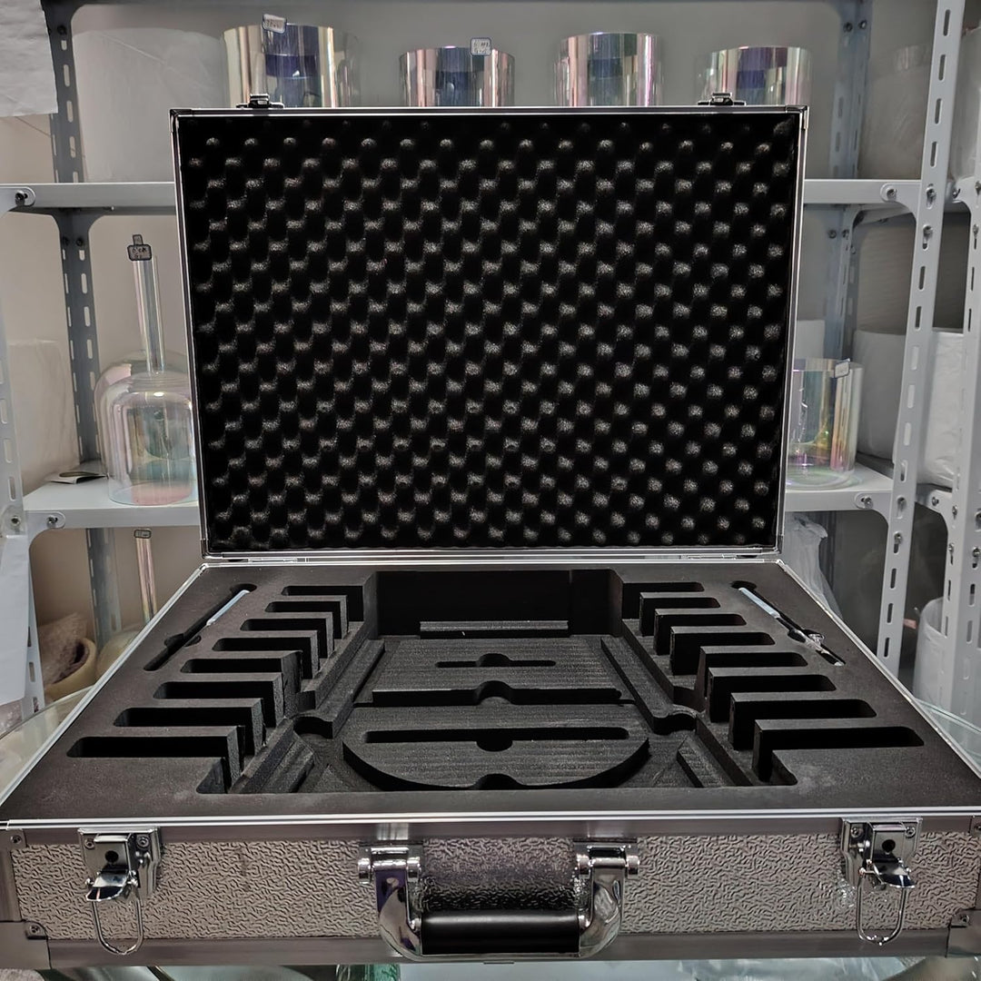 432 Hz Handständer, Quarzkristall-Klangharfe + Kristallhammer und Box aus Aluminiumlegierung