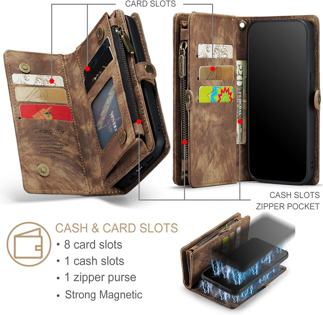 UFinetech Magnetische iPhone 11 Pro Hülle Tasche Design Leder TPU Bumper Flip Abnehmbar Flexibel Kar