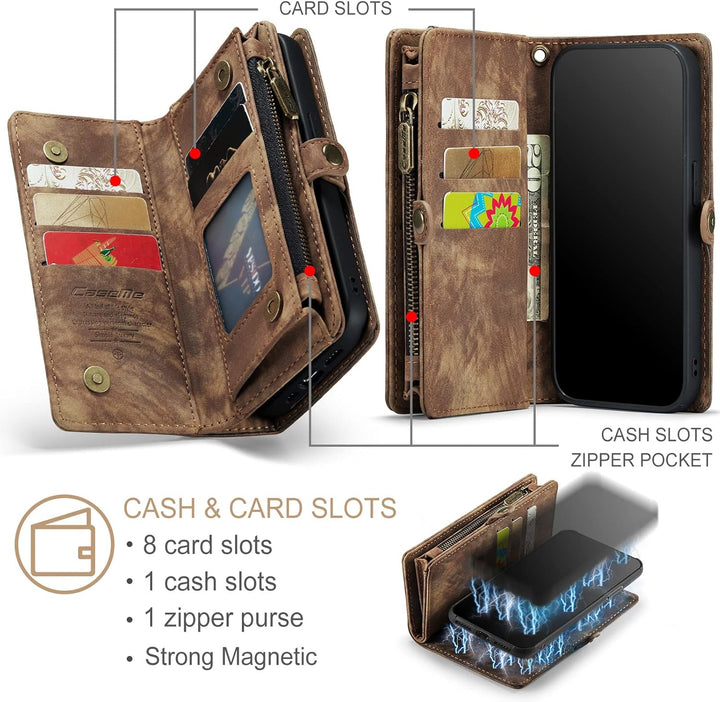 UFinetech 2-in-1 iPhone 11 Hülle Tasche Design Flip TPU Bumper Leder Abnehmbar Flexibel Magnetische