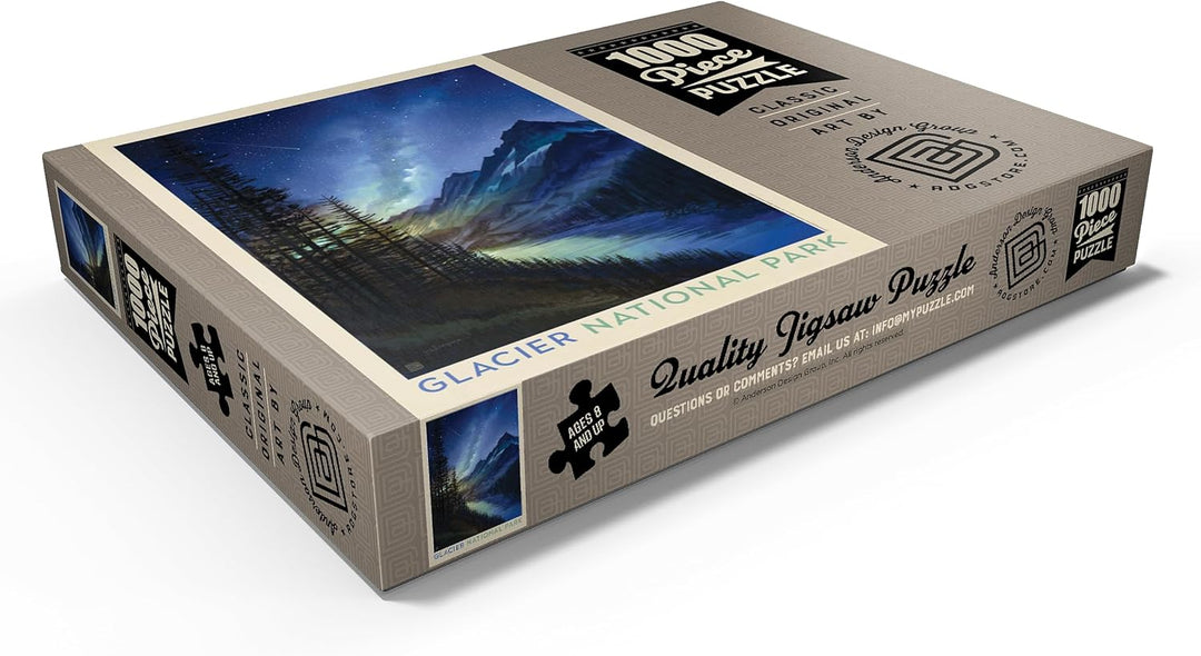 Glacier National Park: Starlight, Vintage Poster - Premium 1000 Teile Puzzle - MyPuzzle Sonderkollek