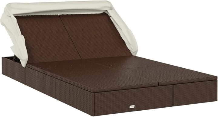 Festnight Sonnenliege 2 Personen mit Dach doppelliege Outdoor gartenliege 2 Personen Rattan gartenli