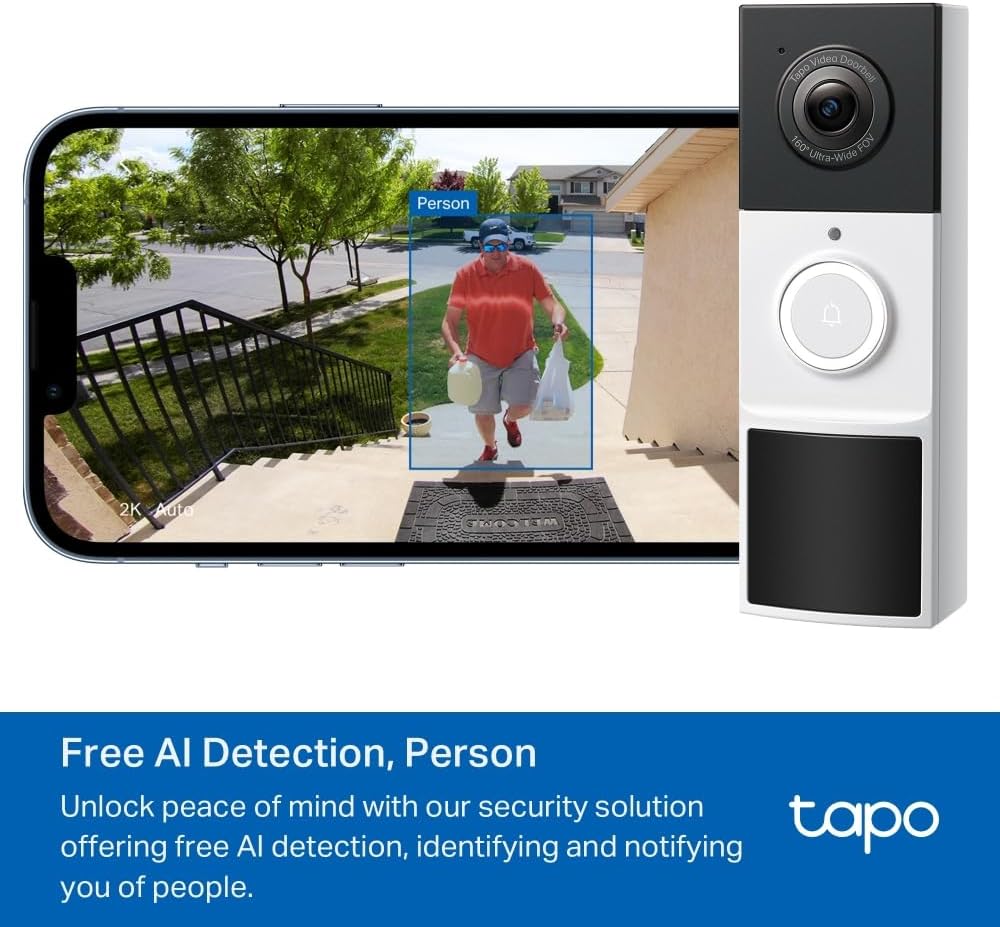 Tapo TP-Link D210 Video-Türklingel Akku (Video Doorbell) | Türklingel mit Kamera, 2K 3MP, Farbe Nach
