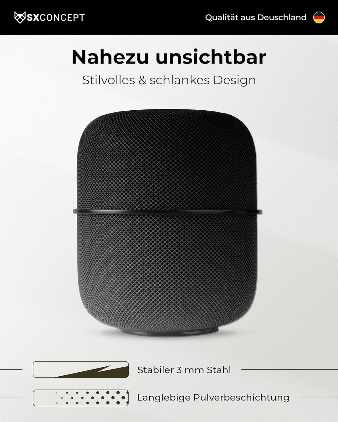 SX-Concept Wandhalterung für Apple HomePod | Gerade-Variante | Minimalistisches Design | geringer Wa