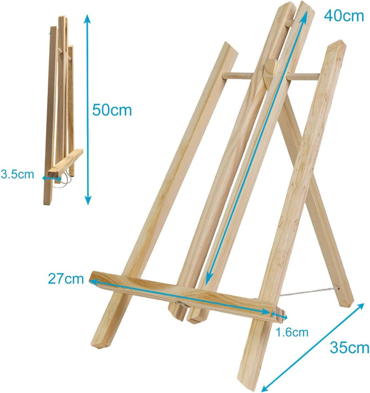 Tischstaffelei aus Buchenholz 27 x 50 cm - Klappbarer Bildhalter, Deko Foto-Ständer, Dreibeinige Sit