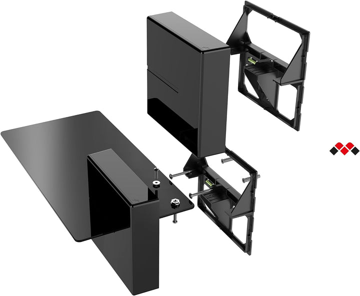Meliconi Ghost Cube Soundbar Schwarz, Kabelabdeckung mit Glasablage für Soundbar Schwarz Einzeln, Sc