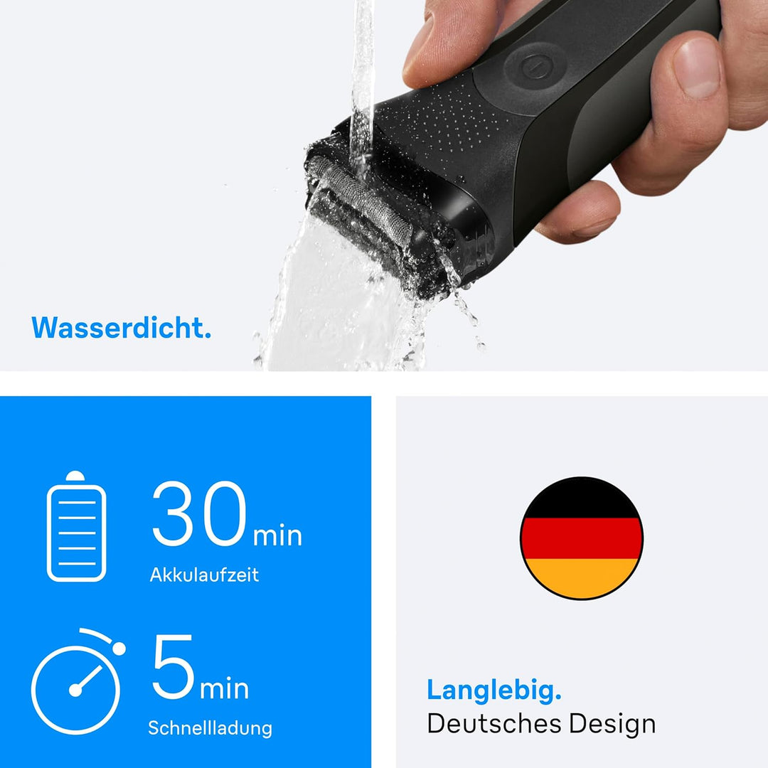 Braun Series 3 Elektrorasierer Herren – Rasierapparat mit 3 Flexiblen Klingen, 30 Minuten Akkulaufze