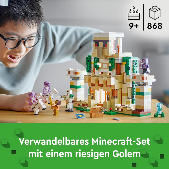 LEGO 21250 Minecraft Die Eisengolem-Festung, baubares Burg-Spielzeug, verwandelbar in eine grosse Fi