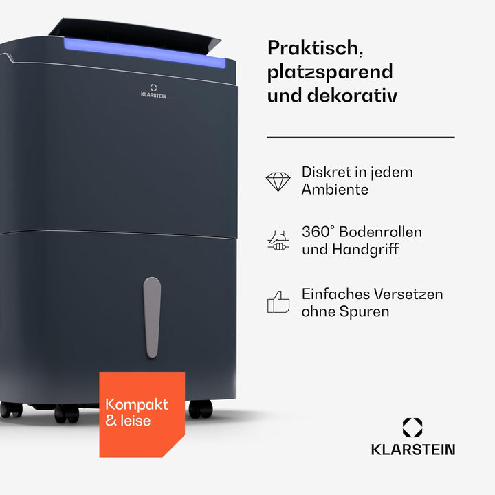 Klarstein Luftentfeuchter Elektrisch bis 55m2, Smart Luftentfeuchter für Wohnung, Bad & Keller, Luft