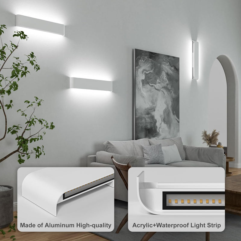 ChangM Wandleuchte LED Aussen Innen 2 Stücke Wandleuchten 12W Wandlampe mehr Hell Moderne Wandbeleuc