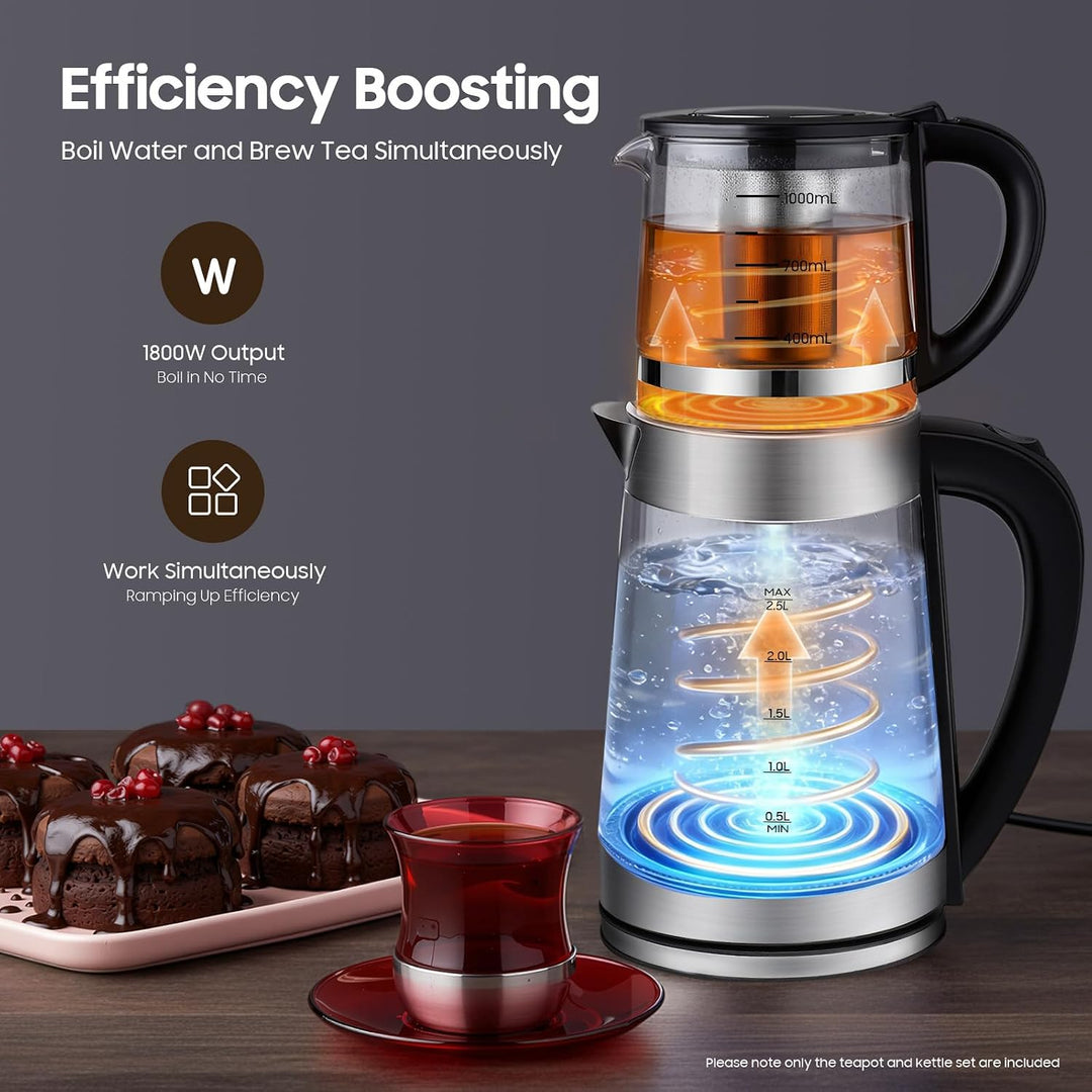 Elektrischer Wasserkocher Glas, Elektrischer Teekocher Mit Kleiner Teekanne, Teemaschine Elektrisch